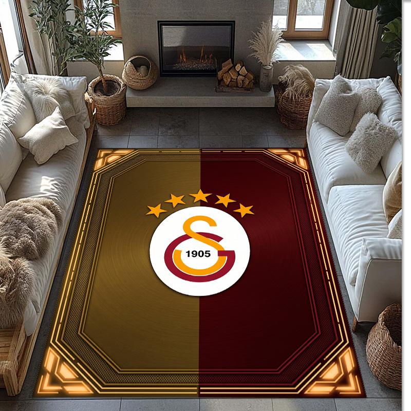 Tappeto Morbido Antiscivolo per Interni con Motivo Calcio Galatasaray FC Tappetino Decorativo Sportivo per Camera da Letto