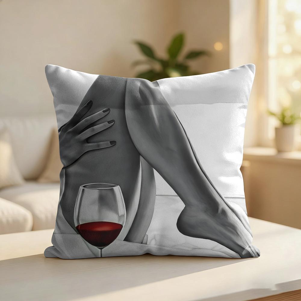 Black White Fashion Ins Sexy Cushion Cover Silky Short Plush Invisible Zipper Dustproof Sofa Pillow Case For Home Decor