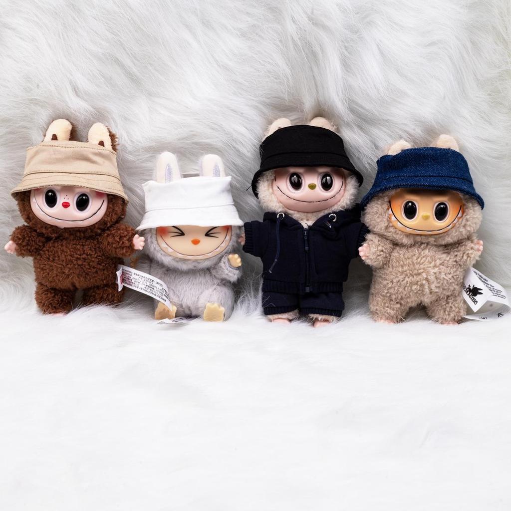 Available: 17cm Macaron LABUBU with Bucket Hat. Customizable, Open-hole Design Allows for Logo Addition.