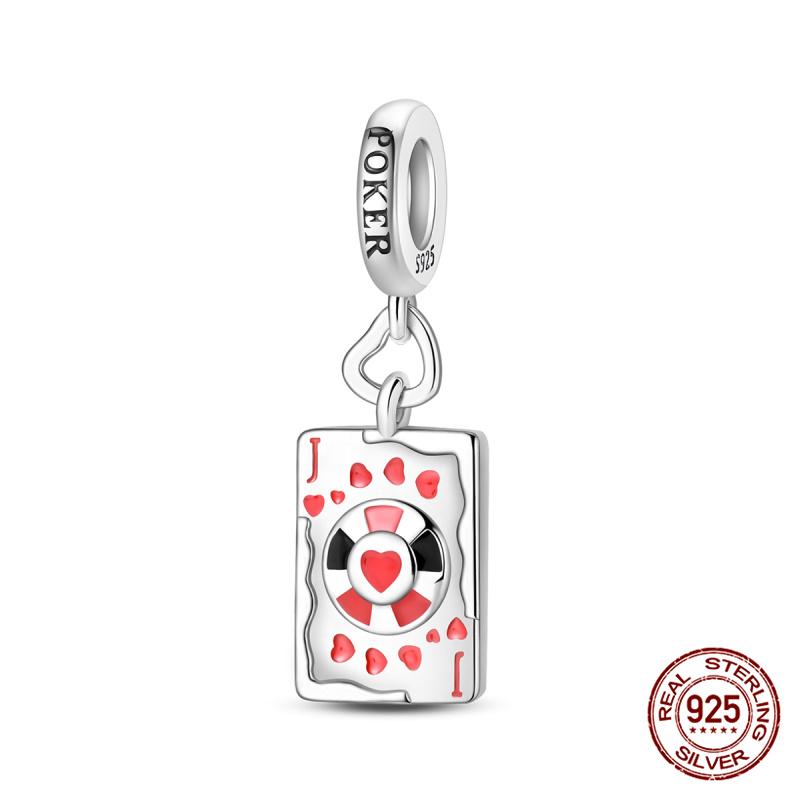 New Original 100%Copper Playing Cards Red Heart K Flush Charms Fit Originalbracelet Diy Jewelry Making Women Gift