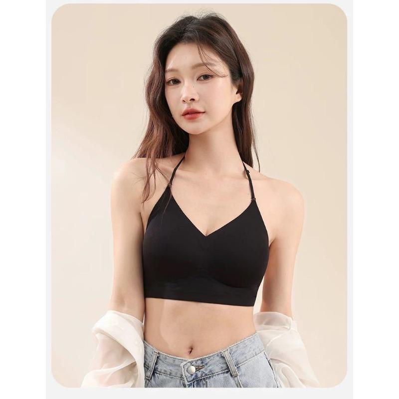 Women U Shaped Backless Seamless Invisible Thin Strap Push Up Wireless Sexy Bra