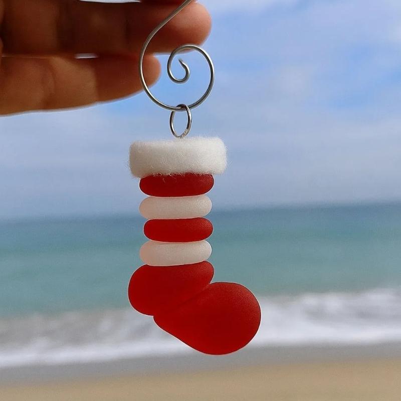 Clear Coastal Glass Christmas Car Ornament For Holiday Travel Home And Auto Interior Decoration Shatterproof Design