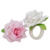 6pcs Artificial Rose Flower Towel Buckle with Rope Table Decoration Napkin Ring  Valentine's Day