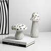 Modern Hand Painted Ceramic Round Dot Mushroom Statue Creative Abstract Crafts Sculpture Desktop Figurines Home Decor Ornaments