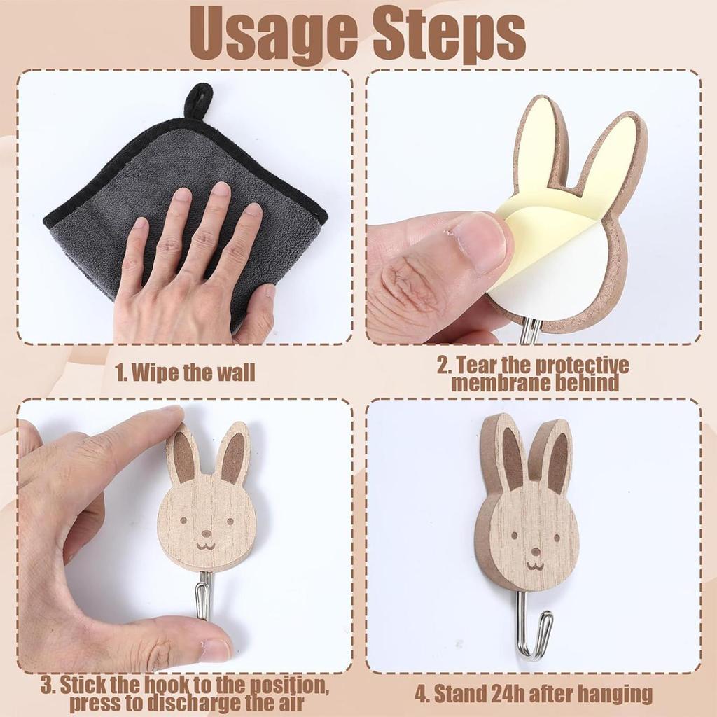 Decorative Wall Hooks 6 Pieces Animal-Shaped Nursery Wall Hooks Self-Adhesive Clothes Hanger Cartoon Towel Holder For Purse