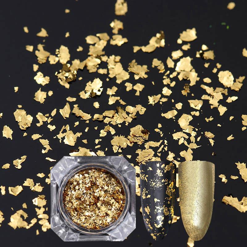 Silver Gold Flakes Nail Aluminum Sequins 0.2g Bling Mirror Nail Glitters Powder Nail Art Decoration