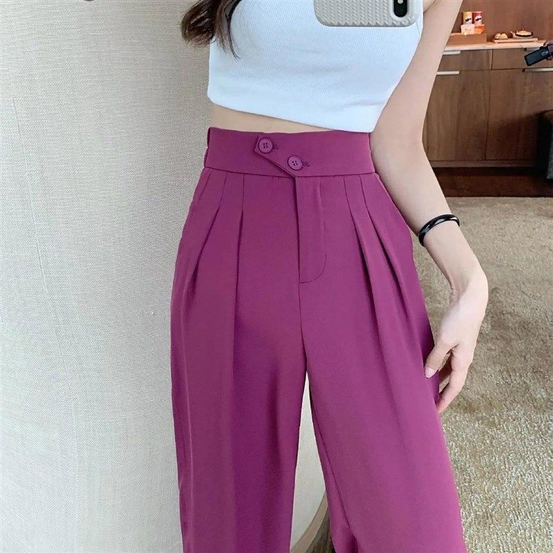 Wide Leg Pants for WOMEN'S Summer Thin High Waist Suit Pants