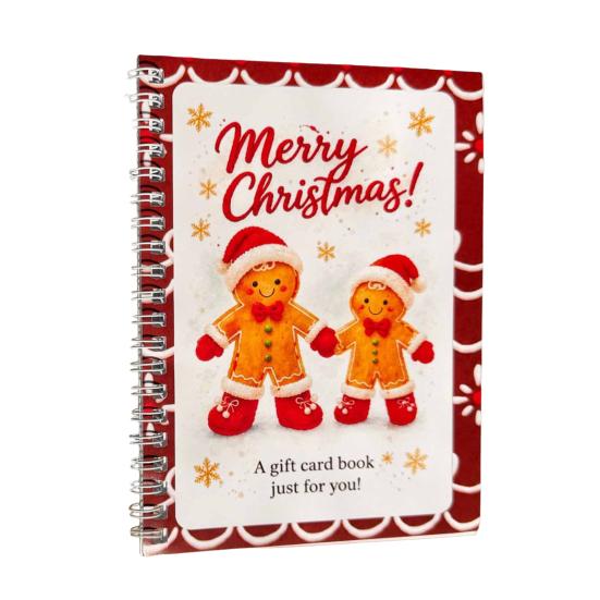 Themed Illustration Gift Organizer Christmas Card Book, 7" x 5" Spiral Bound Merry Creative Holiday Souvenir Book Booklet, Greeting Album Personalized