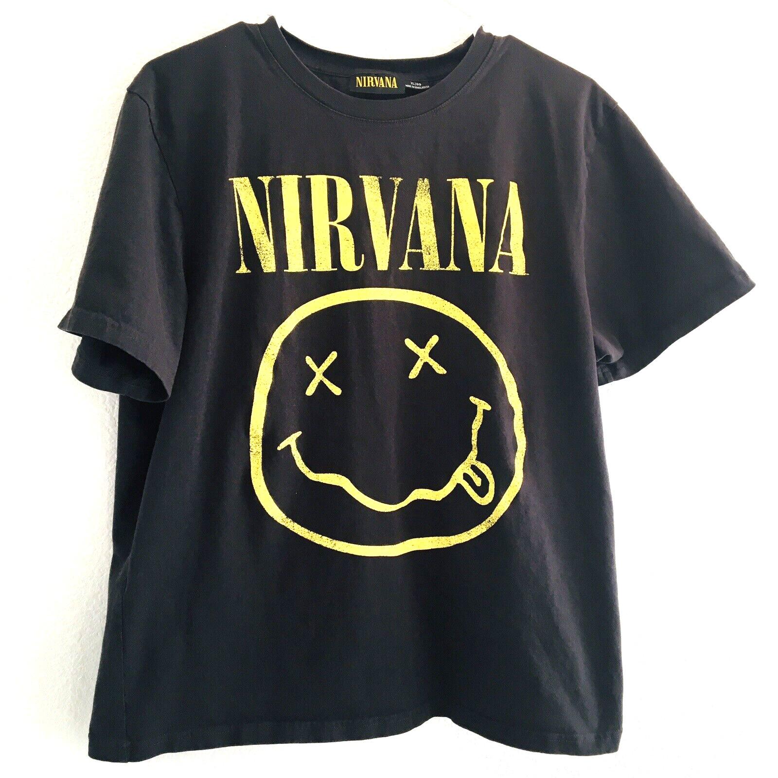 NIRVANA T-Shirt Smiley Face Logo Front OFFICIALLY LICENSED New Authentic Unisex T-Shirt XXXXL