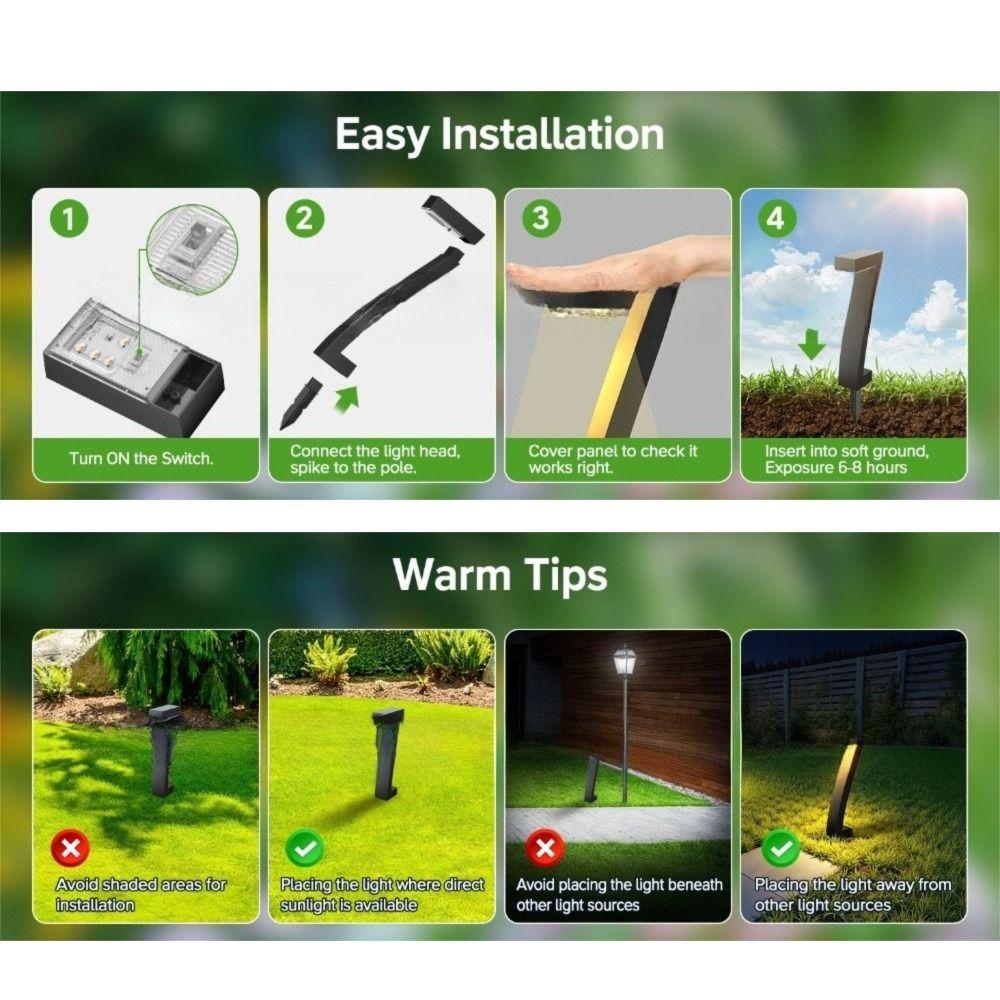 Patio Walkway Solar Lights 1/2/4 PCS LED Garden Path Spotlight Waterproof Outdoor Yard Driveway Decoration Lighting Equipment