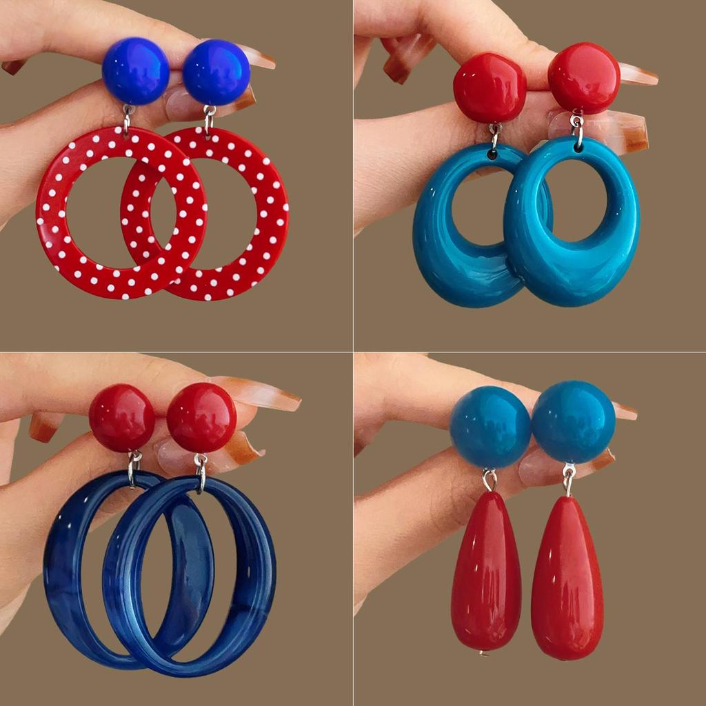 2025 New Retro Hong Kong Style Colorful Earrings: Luxury, High-End Studs, Exaggerated Fashion for Women