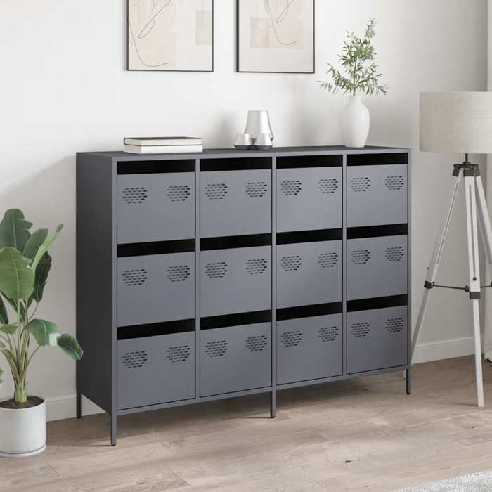 VidaXL Buffet anthracite 135x39x103,5 cm acier laminé à froid, meuble de rangement, meuble de rangement de cuisine, meuble 3307175