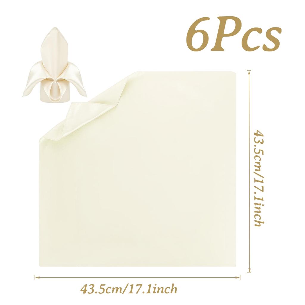 6Pcs 43X43cm Satin Table Napkin Soft Handkerchief Romantic Wedding Birthday Banquet Square Table Napkins Dinner Party Decoration
