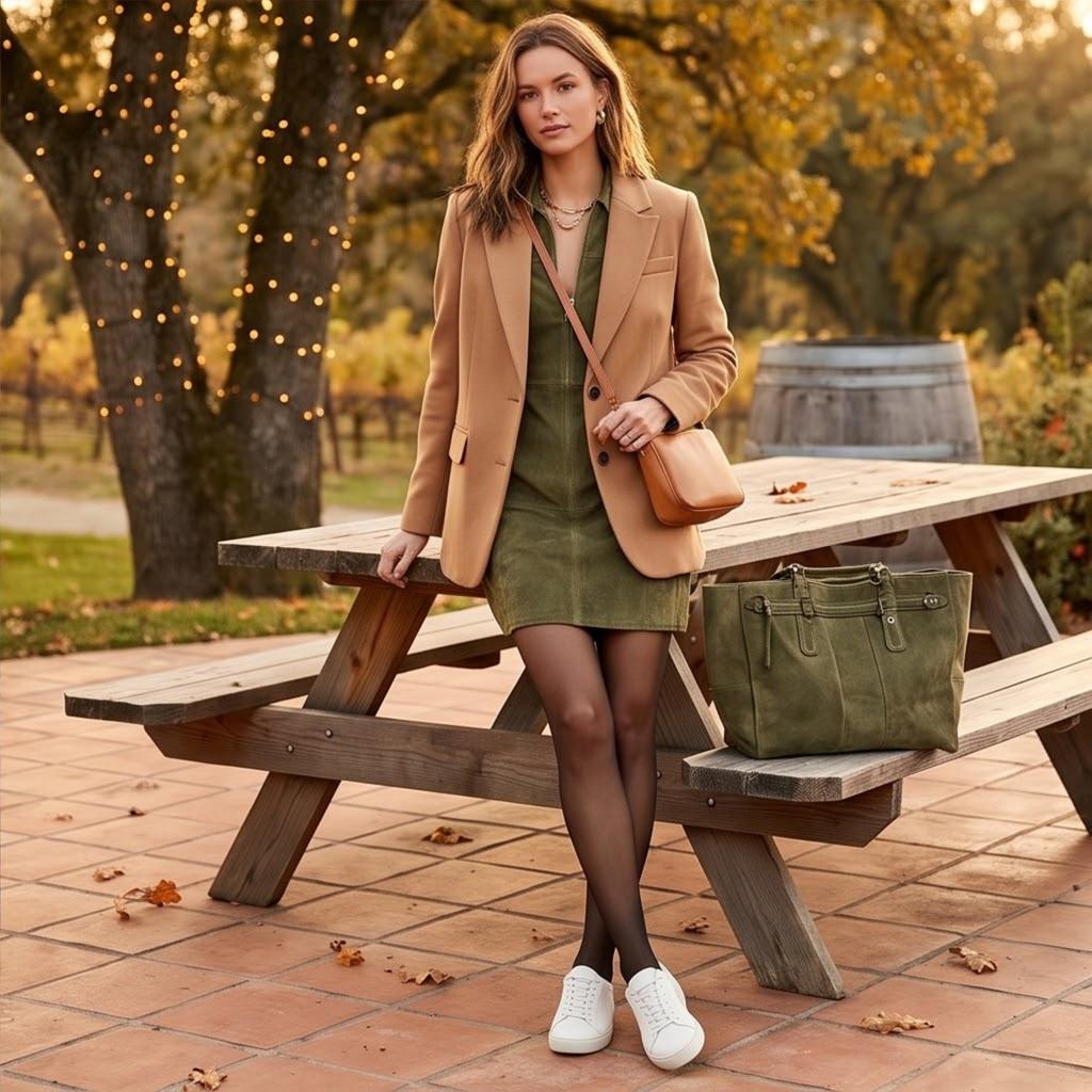 Women's A-Line Dress with Half-Zip and Lapel Collar, Long Sleeve Slim Fit Casual Dress