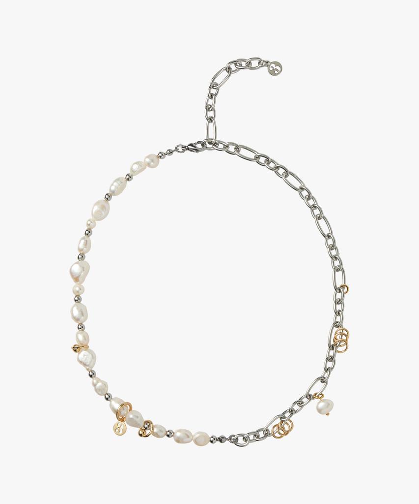 Trimarch Half Pearl Pierce Necklace / Silver