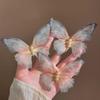 2pcs Immortal and Agile Chiffon Butterfly Hair Clip Forest Style Retro High-end Edge Clip Pearl Temperament Hair Clip