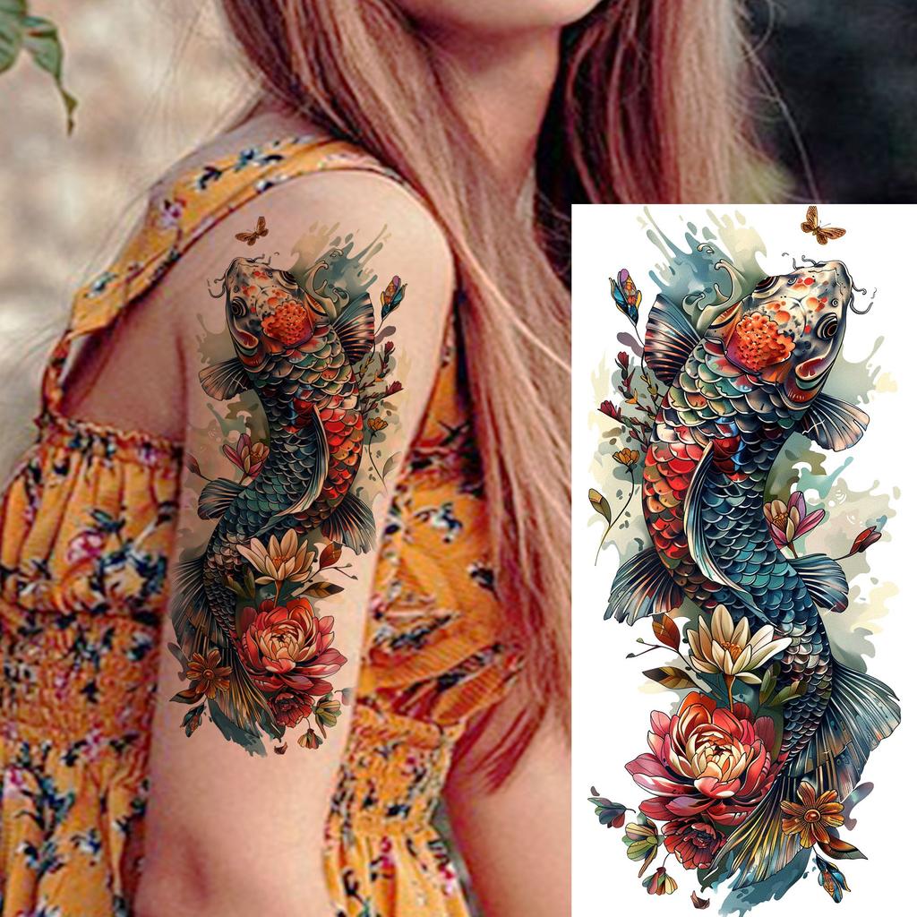 1 Blatt Kreative Malerei Drache Löwe Temporäre Tattoos für Männer Frauen Erwachsene Körperkunst Wasserdichte Realistische Fake Tattoo Aufkleber