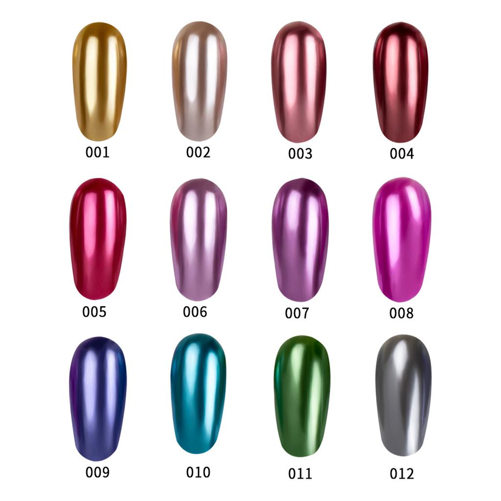 Mirror Metal Nail Polish, Non-baking and Long-lasting, Non-peeling, Quick-drying 12-color Metallic Nail Polish