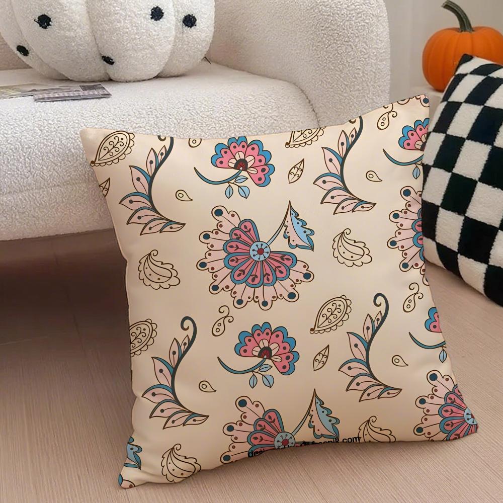 Indonesia Batik Cushion Cover Throw Pillow Cover Hidden Button Durable Polyester Chair Cushion