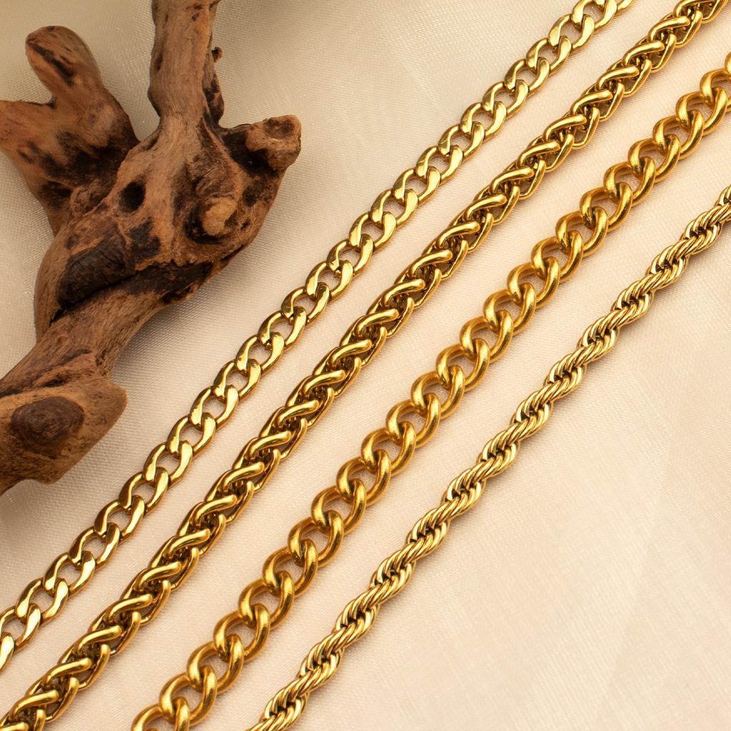 Stainless Steel Keel Chain Necklace Men'S Tide Titanium Steel Flower Orchid Chain Gold-Plated Stainless Steel Sweater Chain