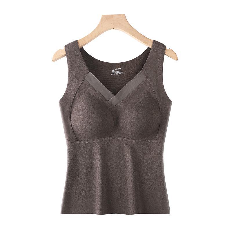 Damska kamizelka termiczna z aksamitu grafenowego z wszytymi miseczkami