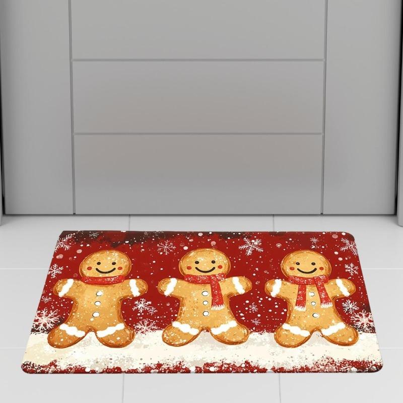 Gingerbread Man Floor Mat Living Room Bedroom Christmas Decoration Home Non Slip Carpet New Year Home Decoration