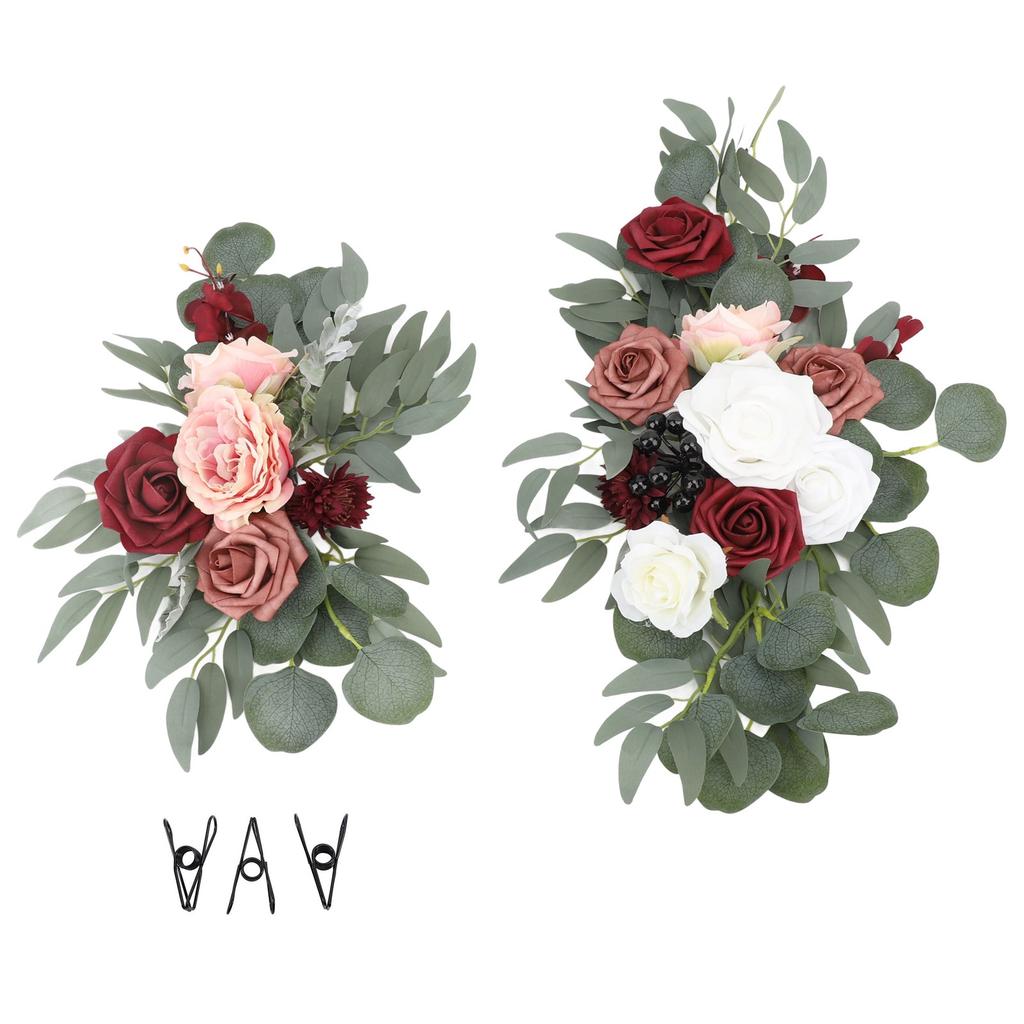 2pcs Artificial Wedding Arch Flowers Lifelike Wedding Welcome Signs Floral Decoration Fadeless Exqui
