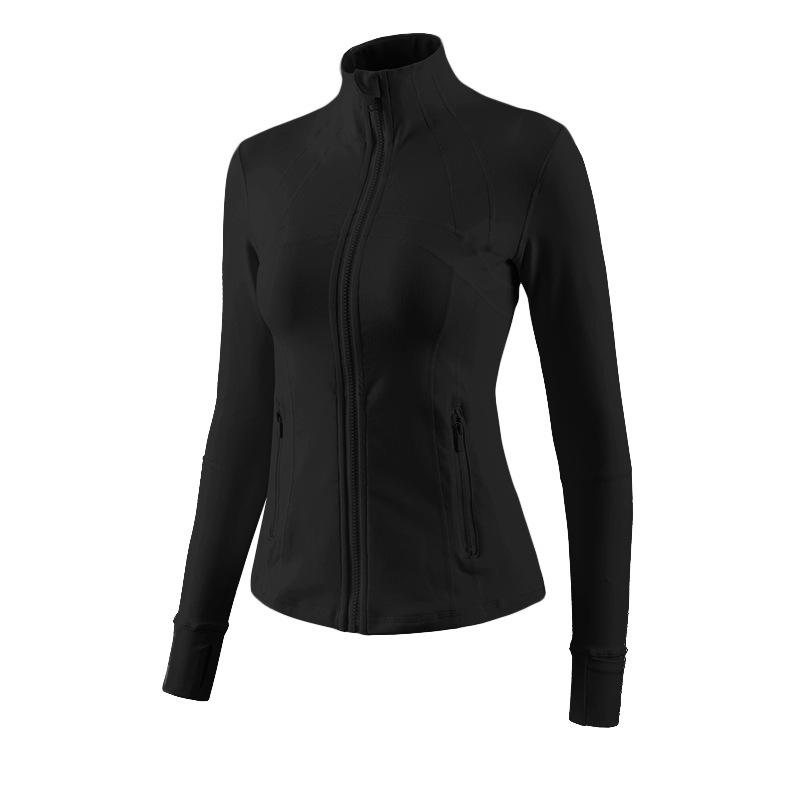 Women's Quick-Dry Slim Fit Yoga Jacket - Stand-Up Collar, Zipper, Long Sleeve for Running & Cycling in Autumn
