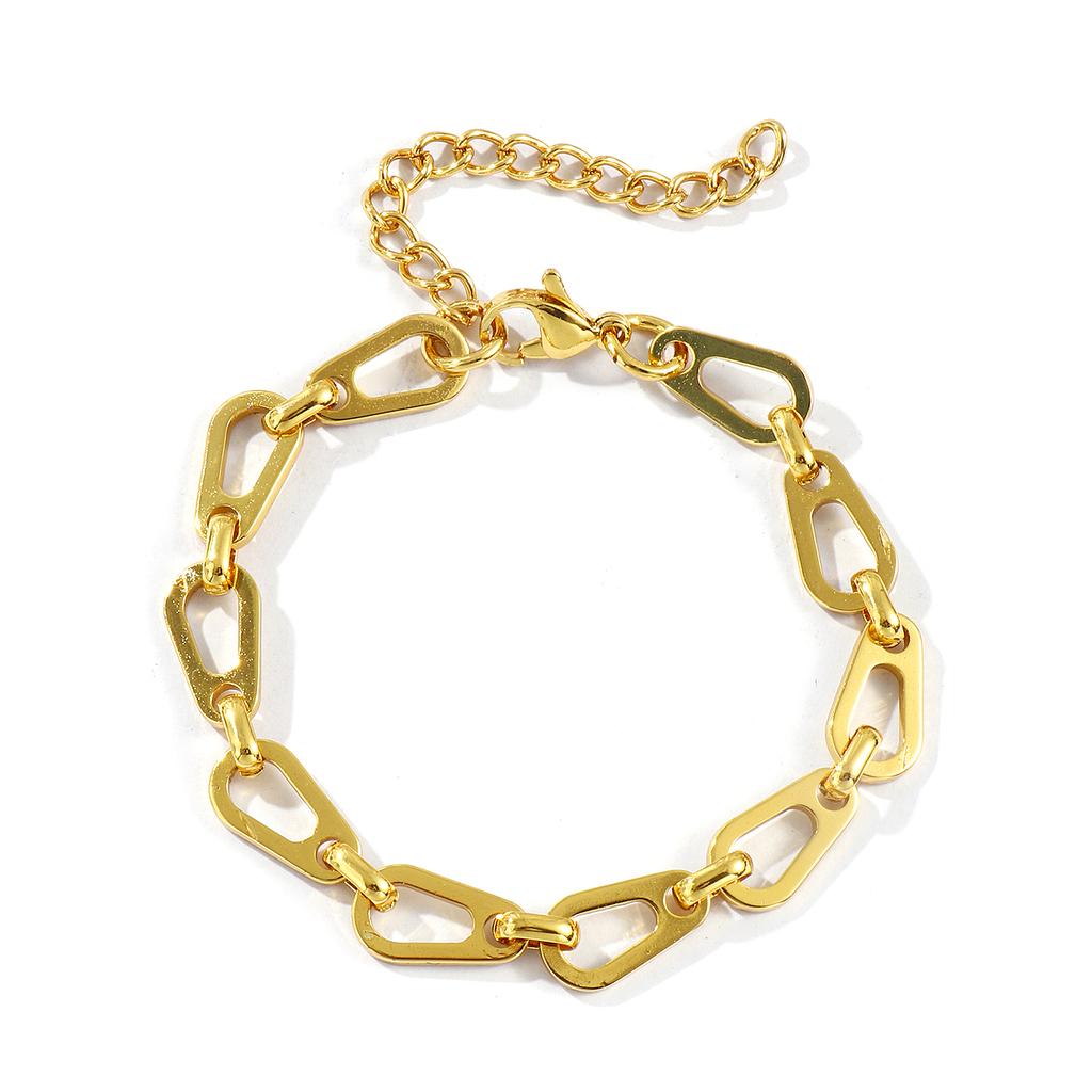 1 Piece Stylish Exquisite 18K Gold Plated 304 Stainless Steel Handmade Link Chain Bracelets For Women Gift 17cm(6.7") long