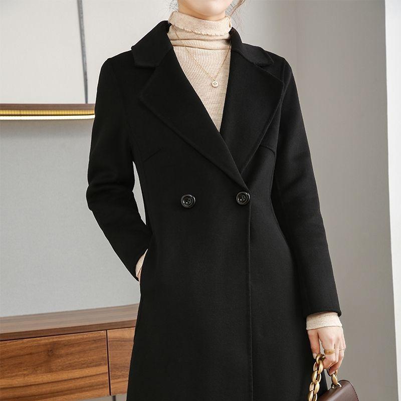 Autumn and Winter Latest Woolen Coat Womens Medium and Long Over-knee Relaxed Fit and Thin Stylish Coat Women