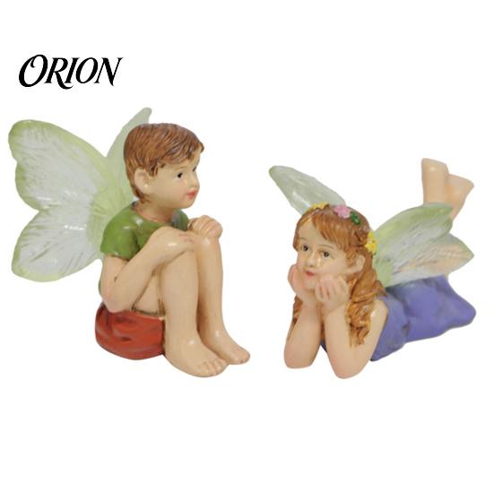 Whimsical Decor for Potted Plants 2Pcs/Set Boy And Girl Fairy Statues, Resin Miniature Figurines, DIY Craft Supplies Dioramas Cute Mini Figures