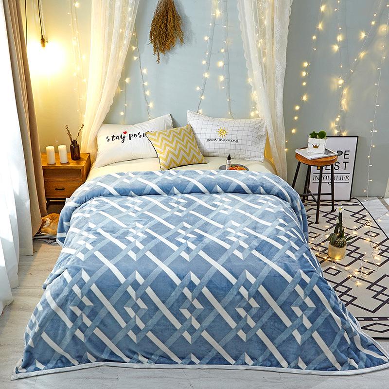 Nordic Style Plant Printed Flannel Blanket Thickened Multi Functional Cover Fleece Blanket Warm Sofa Cover for Office Nap