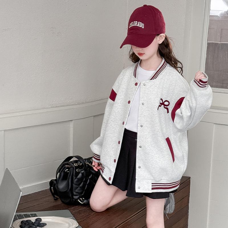 Girls' 2025 Casual Sport Baseball Jacket - Versatile Spring and Autumn Outerwear for Kids