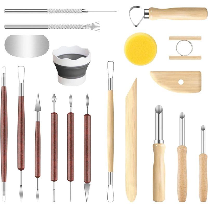 For Craft For Pottery Tools Kit,19 PCS Clay Sculpting Tool For Pottery, Carving, Drawing,Shaping