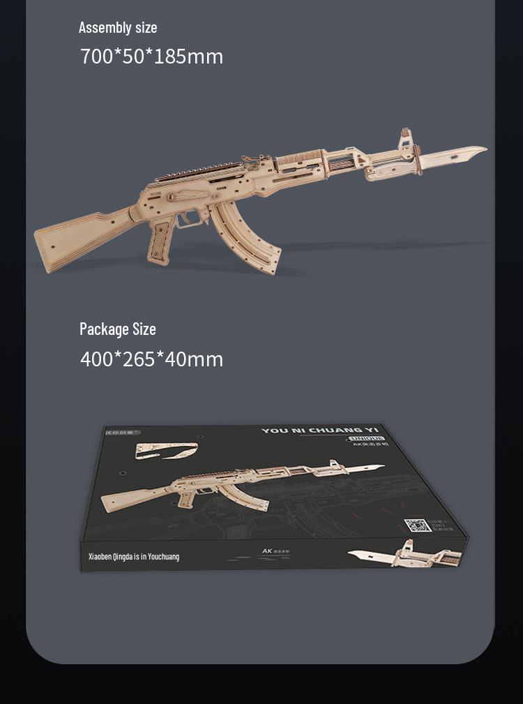 Wooden DIY AK Toy Gun Model Building Blocks - Educational Gift for Children's Day