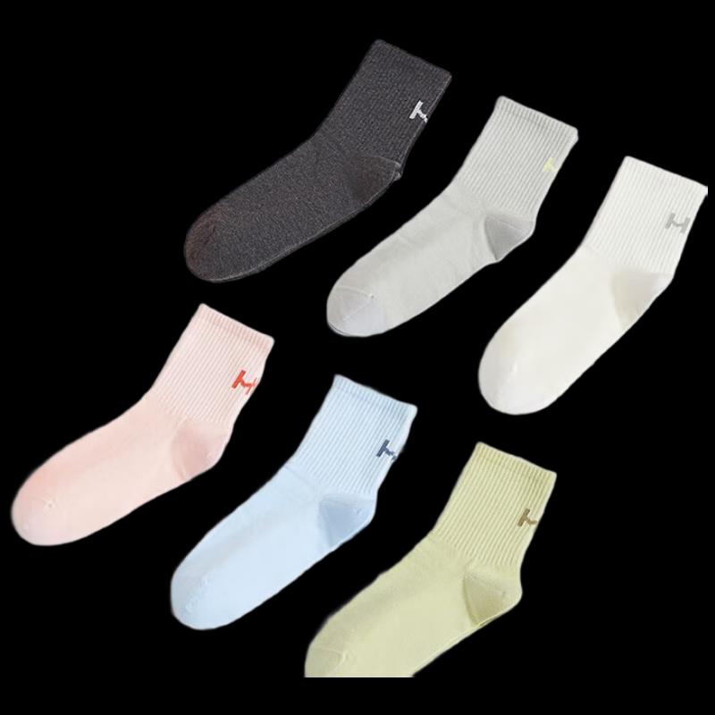 Hengyuanxiang 10A Antibacterial Unisex Cotton Socks 6-Pack