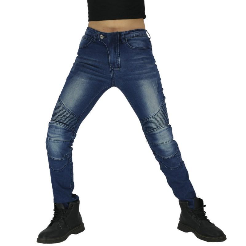 Womens Slim Fit Stretch Motorcycle Riding Jeans Protective Anti-fall Pants Biking
