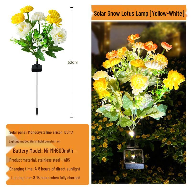 Outdoor Solar LED Snow Lotus Flower Garden Lights