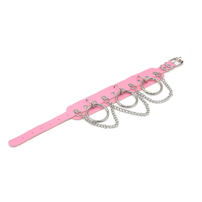 VaHppy Sex Toy Do Slave Collar Neck stainless steel + leather 43*5CM 140g 4colors Punk Fashion Cosplay SM  Sex games bondage