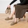 Women Loafers British Style Genuine Leather Beanie Shoes Women Flat Non-slip Vintage Slip-on Moccasins for Women