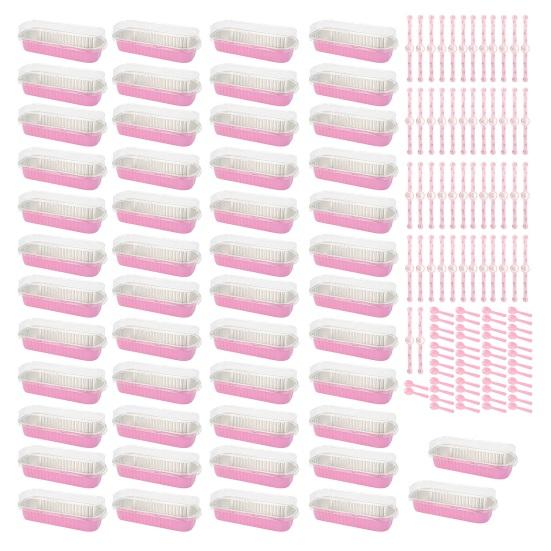 20/50Pcs Mini Loaf Pans Tin Foil Clear Snap-On Lids Pans with Disposable Aluminum Reusable Rectangle Foil