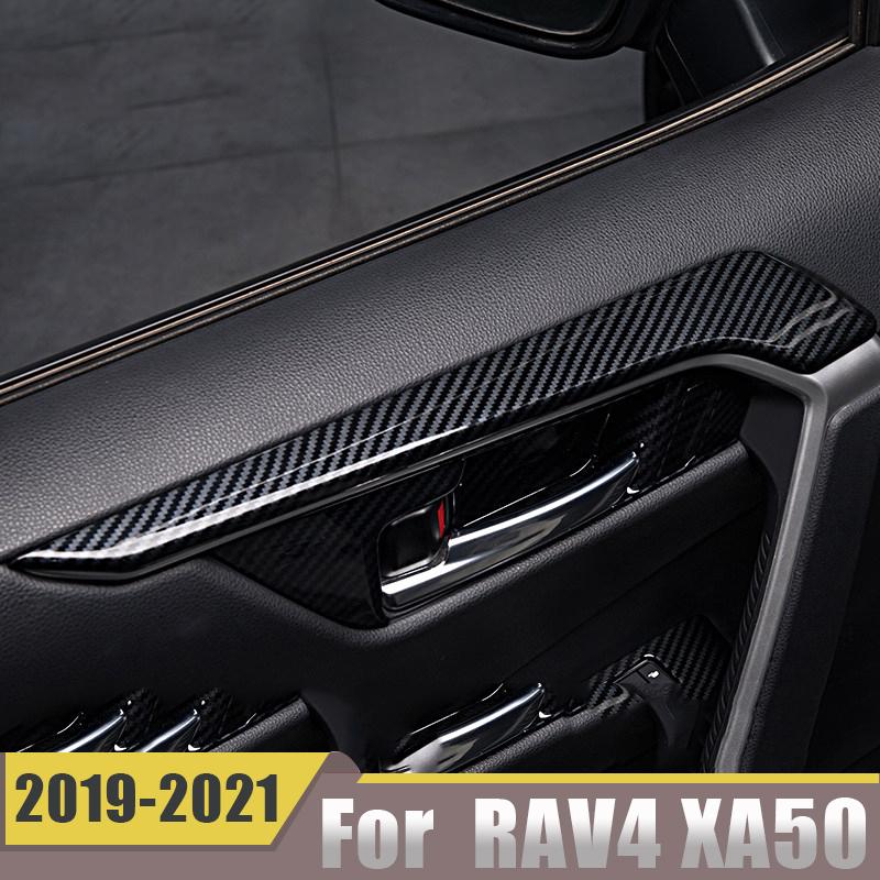 For Toyota RAV4 XA50    2022 Interior Car Door Armrest Frame Strips Decoration Cover Trim Carbon Fiber Accessories