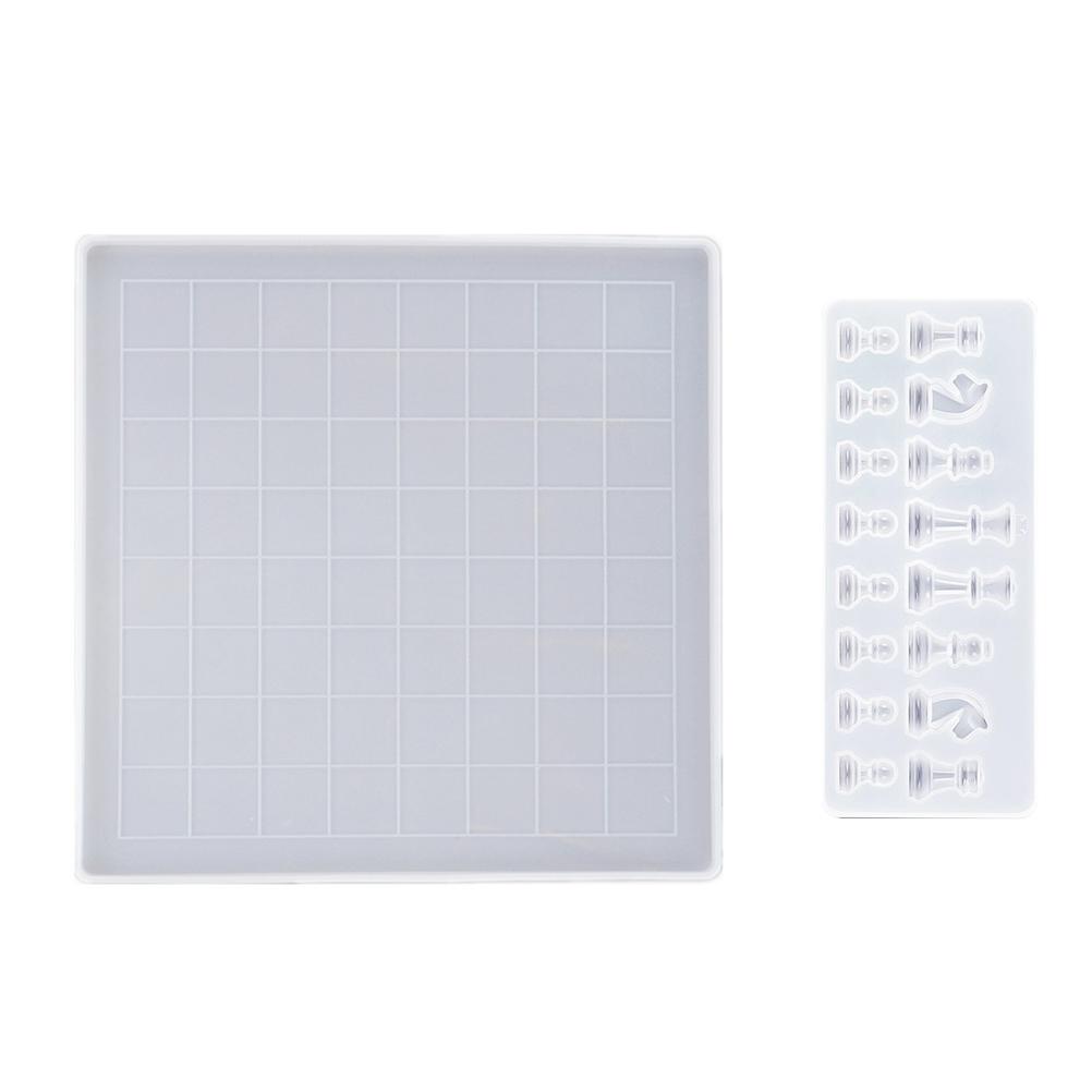 Chess Board Resin Mold Set Chess Pieces Silicone Mold Chess Board Epoxy Casting Mold for DIY Art