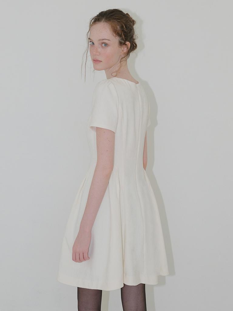 Etmont Shirring Flare Mini Dress, Ivory