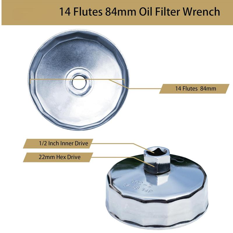 Mreoocar 14Flutes Oil Filter Wrench for Sprinter Jeep and Dodge Oil Filter Cap Socket Removal Tool for Changing Oil