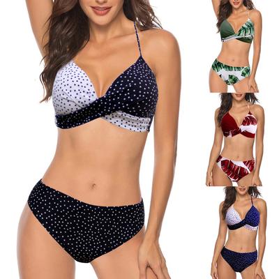 Womens Padded Push-Up Bra Bikini Set Swimsuit Bathing Suit Swimwear Beachwear Two Piece Dot Print Bikini Set Bathing Suit Summer