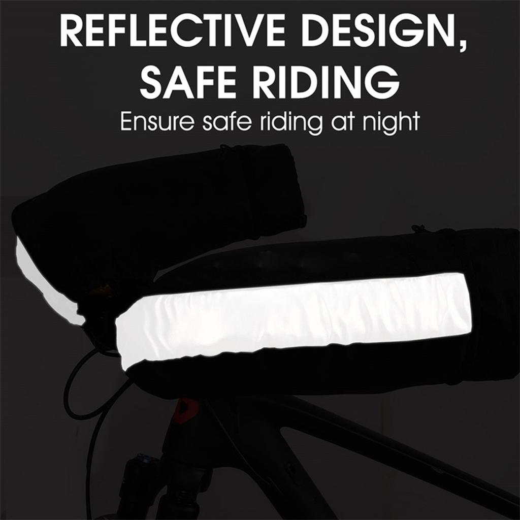 Windproof Thermal Bike Handlebar Mittens Bicycle Electric Bike Warm Handlebar Cover Reflective Painting Safety Cycle