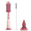 3Pcs/Set Baby Bottle Brush Set Silicone Nylon Bristles 360 Degree Deep Cleaning Cup Brush with Rabbit Shaped Holder