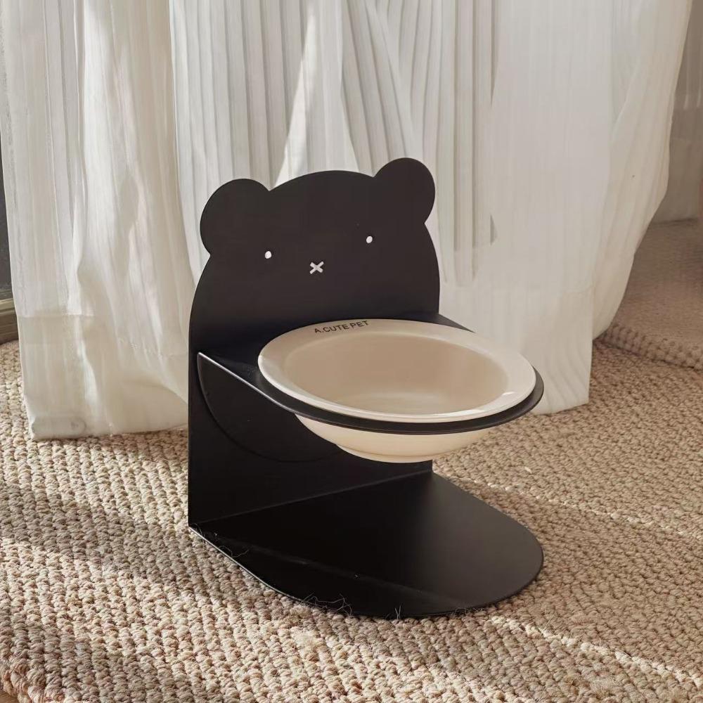 

Large Capacity Pet Feeding Dish Magnetic Stand Cat High Footed Bowl Ceramic Cat Bowl Daily Feeding Black Coffee