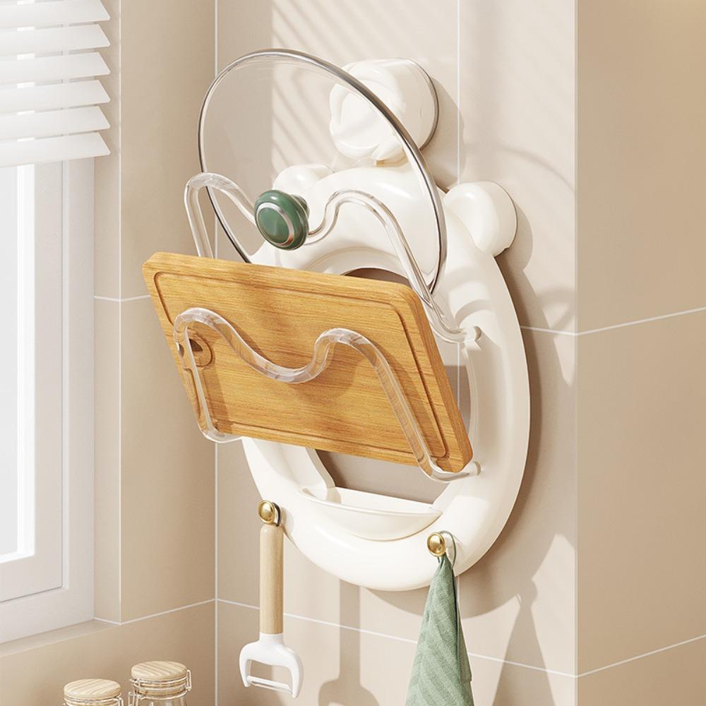 

Присоска Подставка для хранения крышек от кастрюль Настенная Кухонная полка для хранения Подставка для крышек от кастрюль для кухни белый